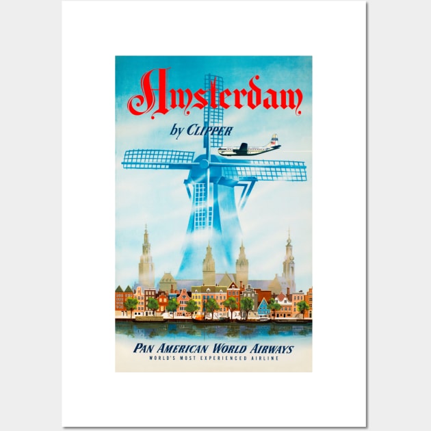 Vintage Travel Poster The Netherlands Amsterdam Wall Art by vintagetreasure